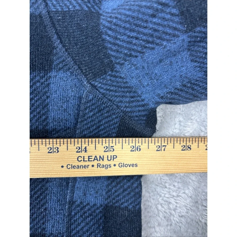 The North Face Jacket Mens 2XL Blue Plaid Zip Pocket Fleece 1/2 Zip Pullover
